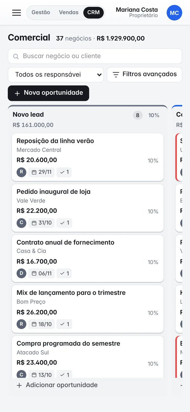 Funil de vendas do Ejecty no celular
